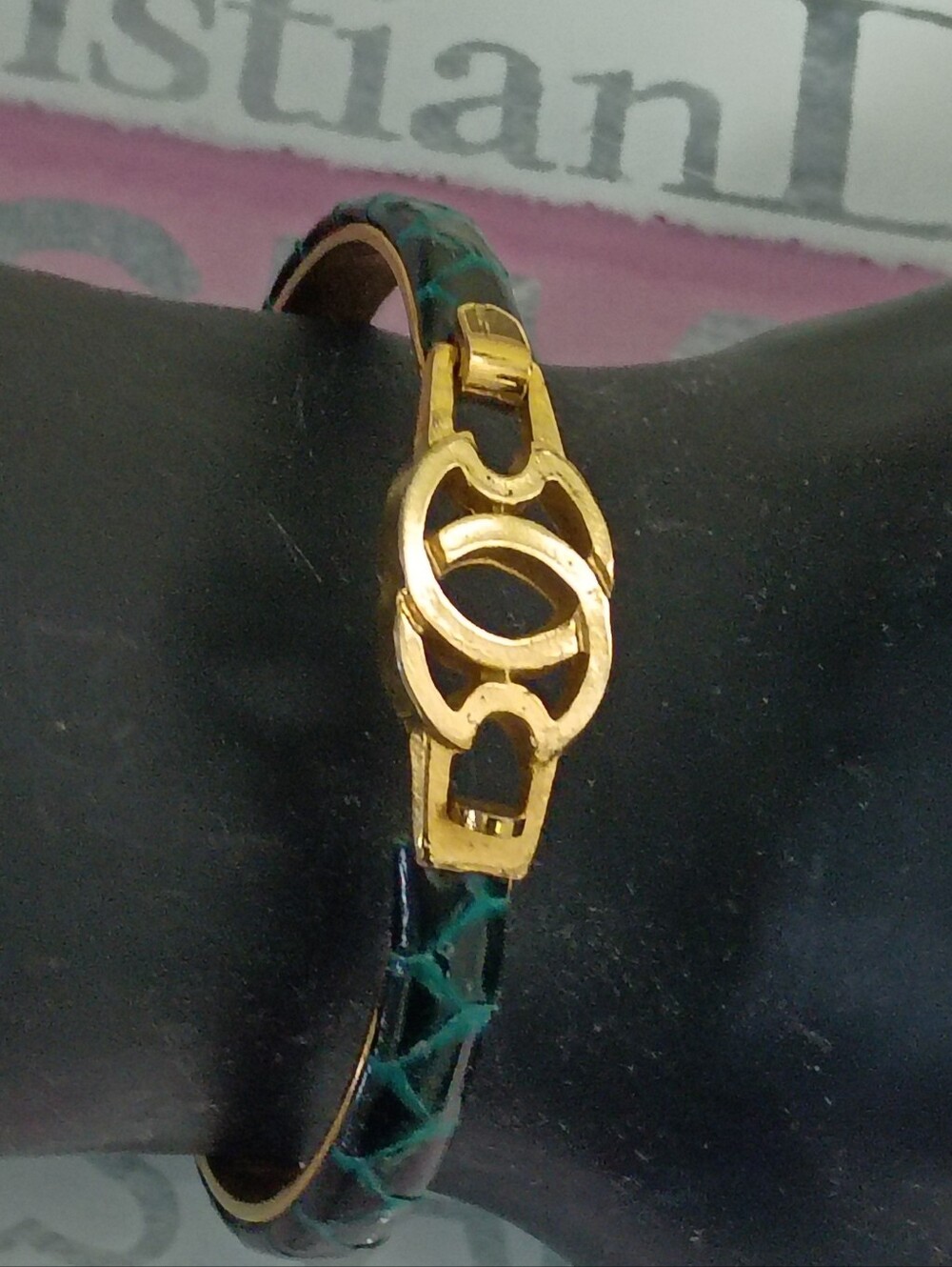 ❤️SNAKE PYTHON GREEN MOD DEP 24K Gold Plated Italy Bracelet